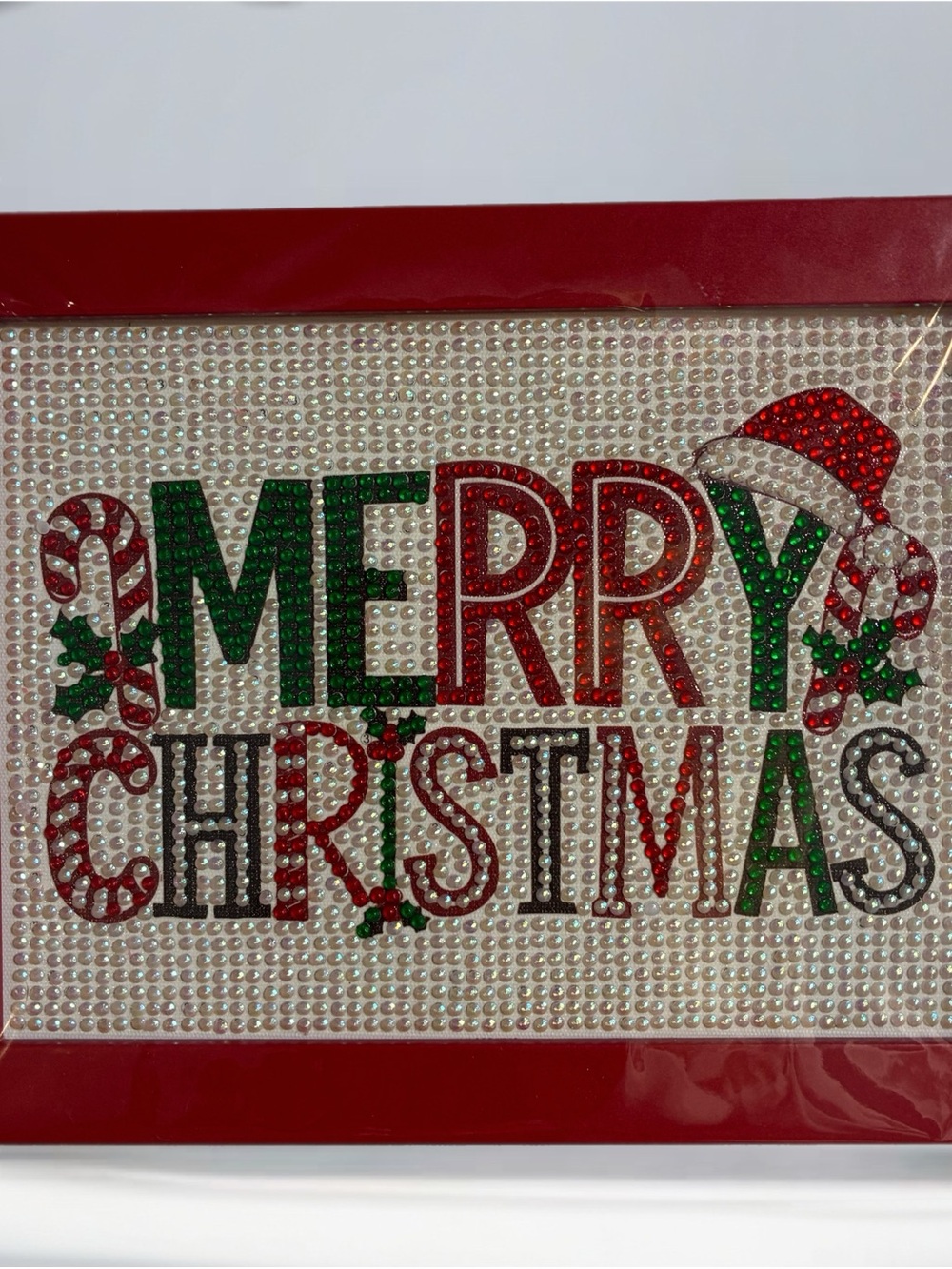 Handmade 'Merry Christmas' Diamond Art Painting Complete, Framed and Sealed